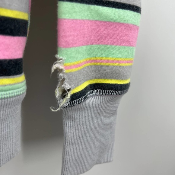 Ivivva Lululemon Striped Heavy Jacket Zippered Hooded Thumb Holes Girls 14 READ - Picture 2 of 9